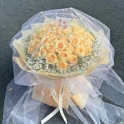 扬州52朵香槟玫瑰满天星，你就是我的全部