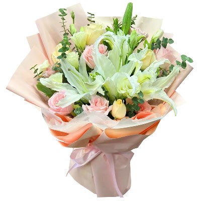 扬州10朵玫瑰百合混搭，爱是难忘时刻