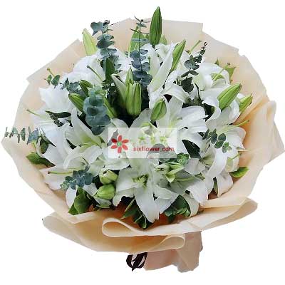 扬州9支白色多头百合，祝福你幸福